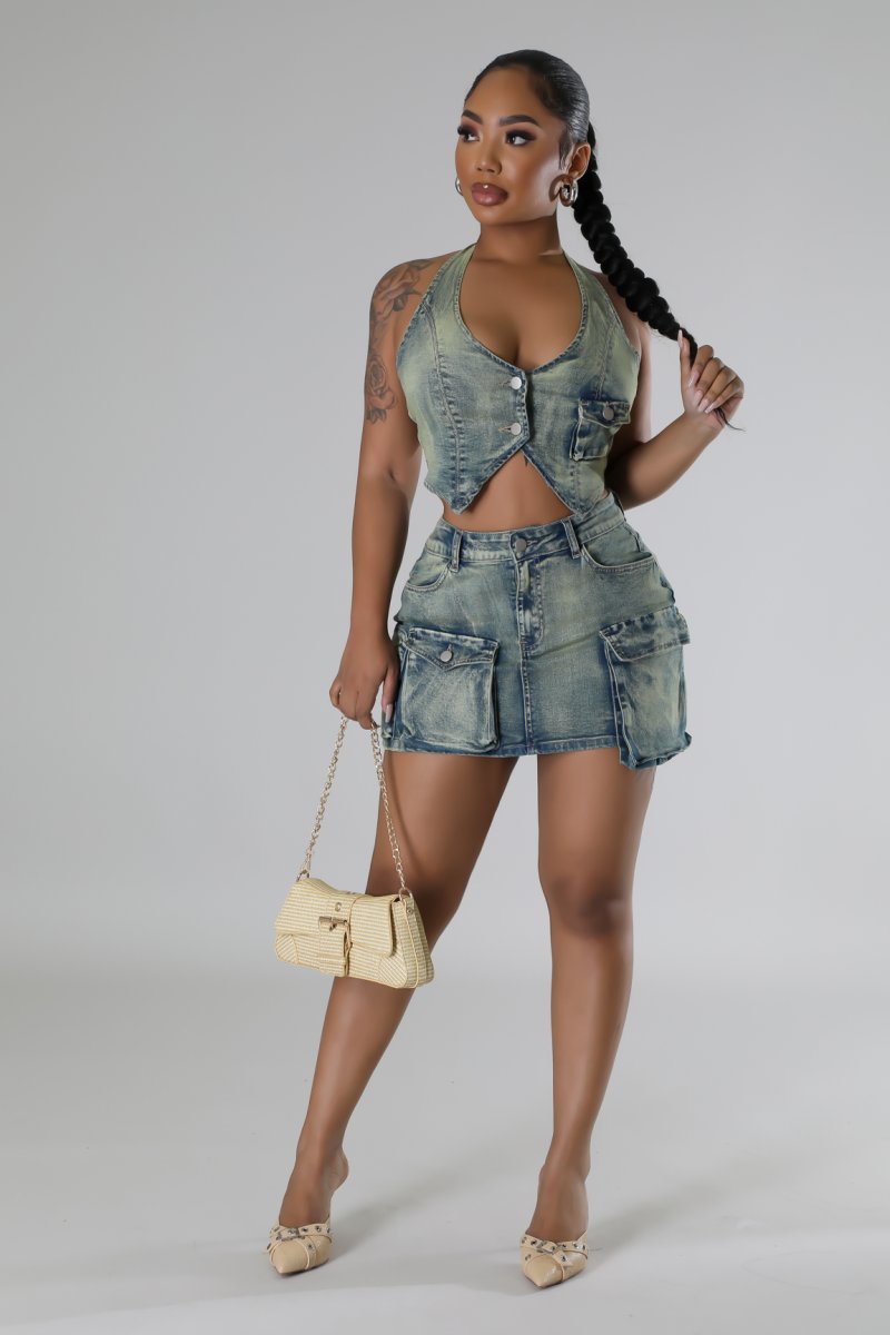 What’s The Plan Denim Skirt Set