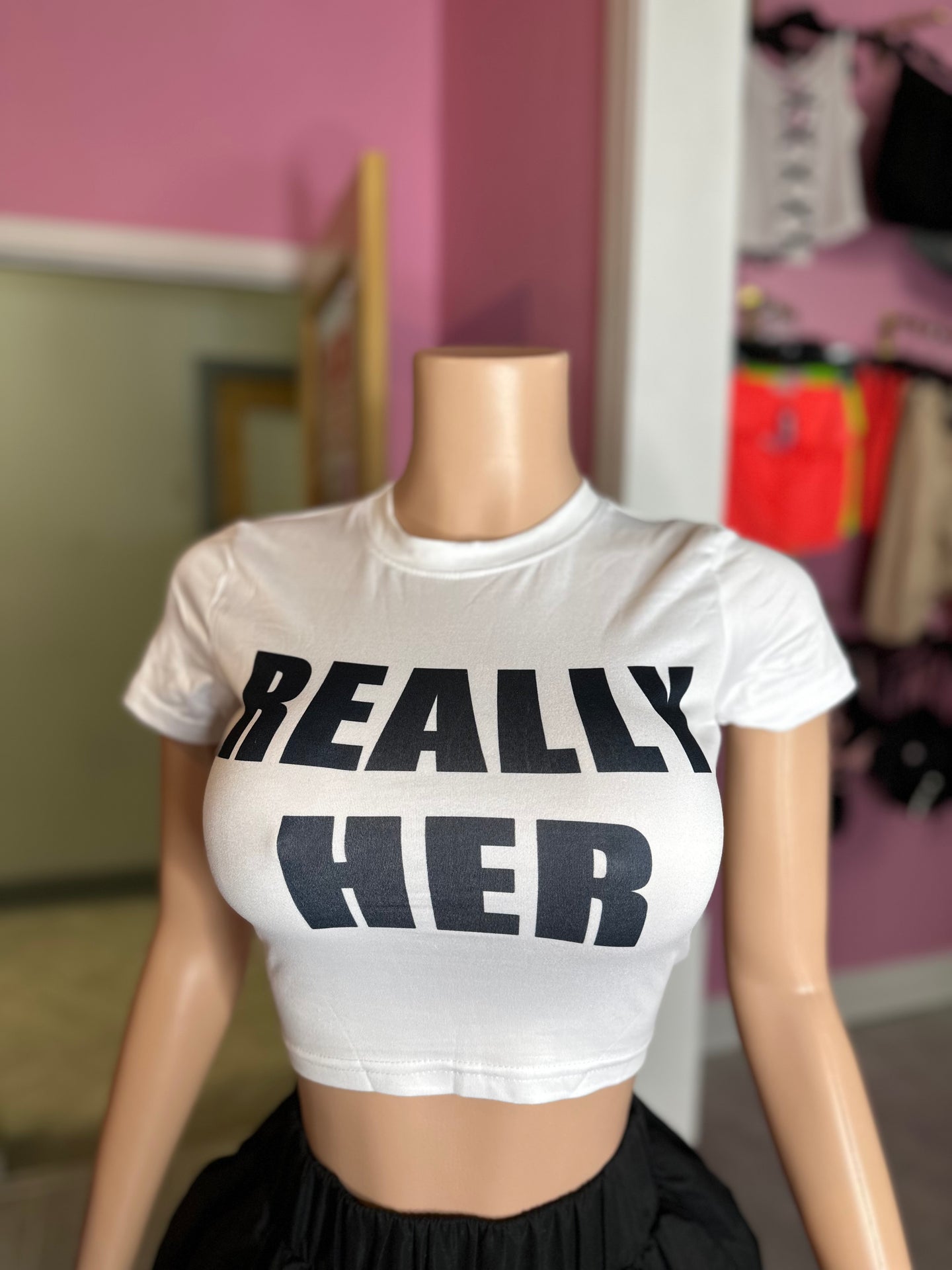 Really Her Graphic Top- White/Black