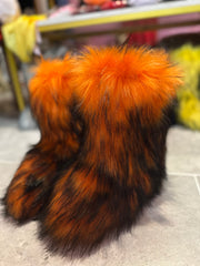 Wynter Fluffy Faux Fur Boots- Orange