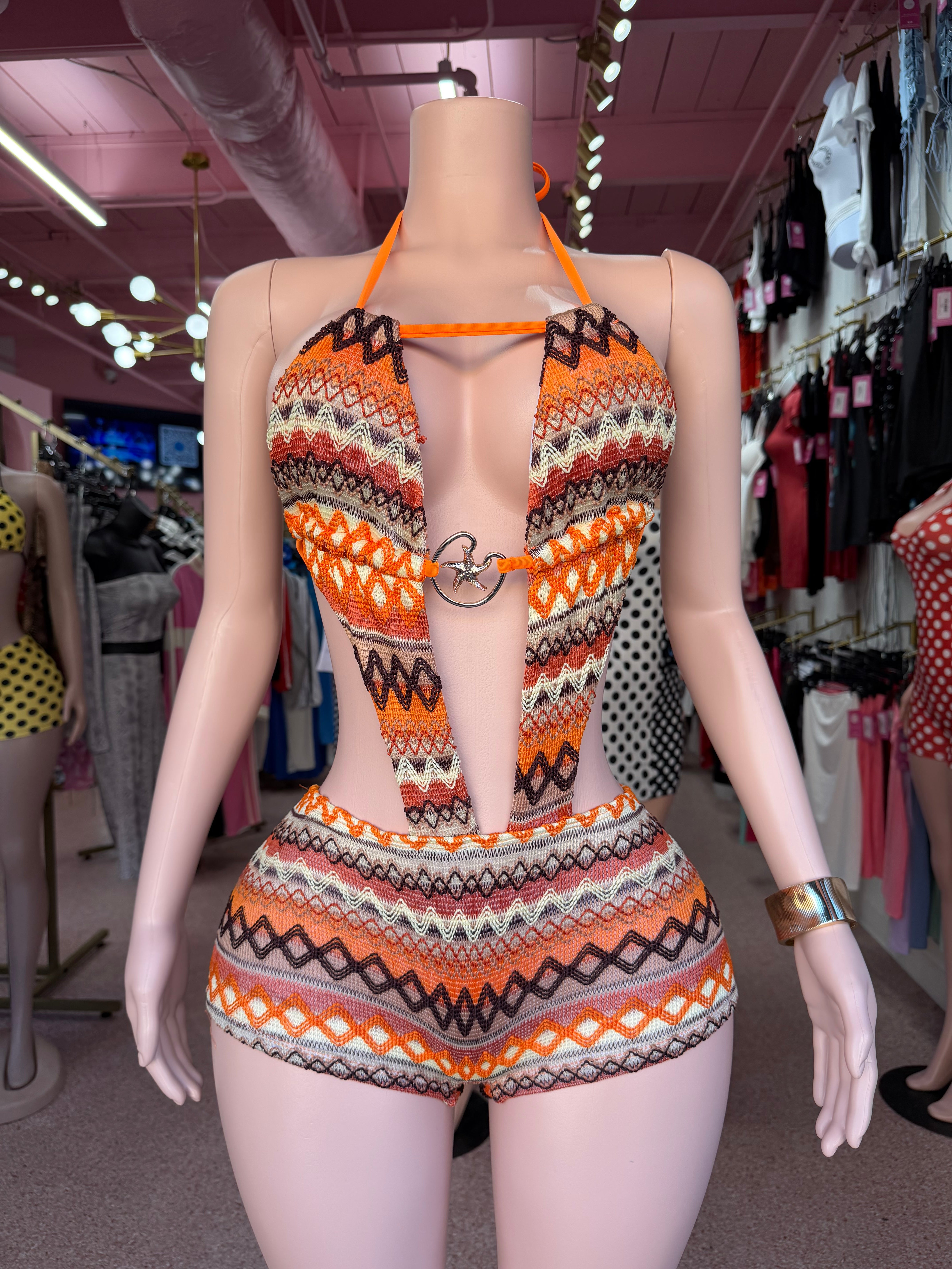 Sunset Vibes Crochet Set- Orange