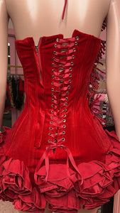 *Pre-Order 10-15 business days then ship* Meet Me At The Party Floral Effect Velvet Mini Dress – Red & Black Options