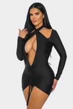 Vivid V-Cut Mini Dress- Black