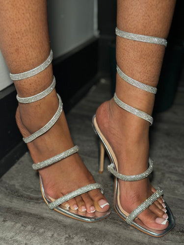 Embellished Around The Ankle Heel- Silver