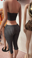 Stripe Halter Tie Top & Capri Pant Set- Gray Combo