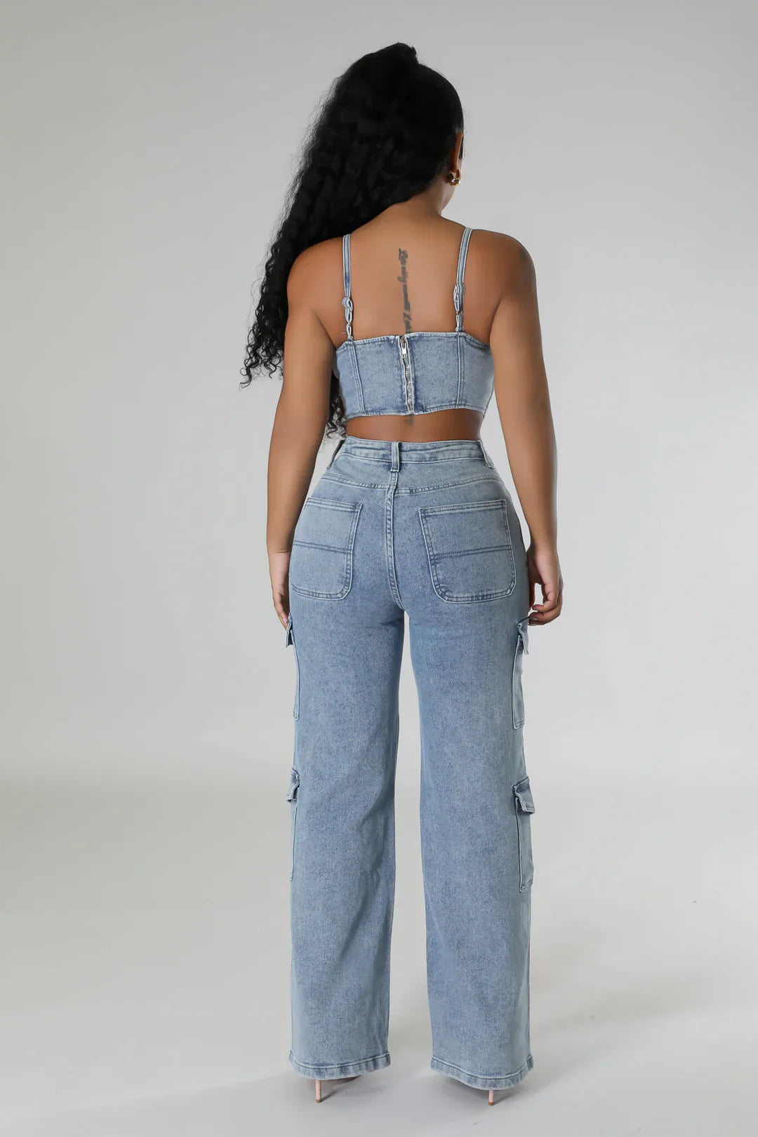 Denim Eats Bustier & Cargo Pants Set
