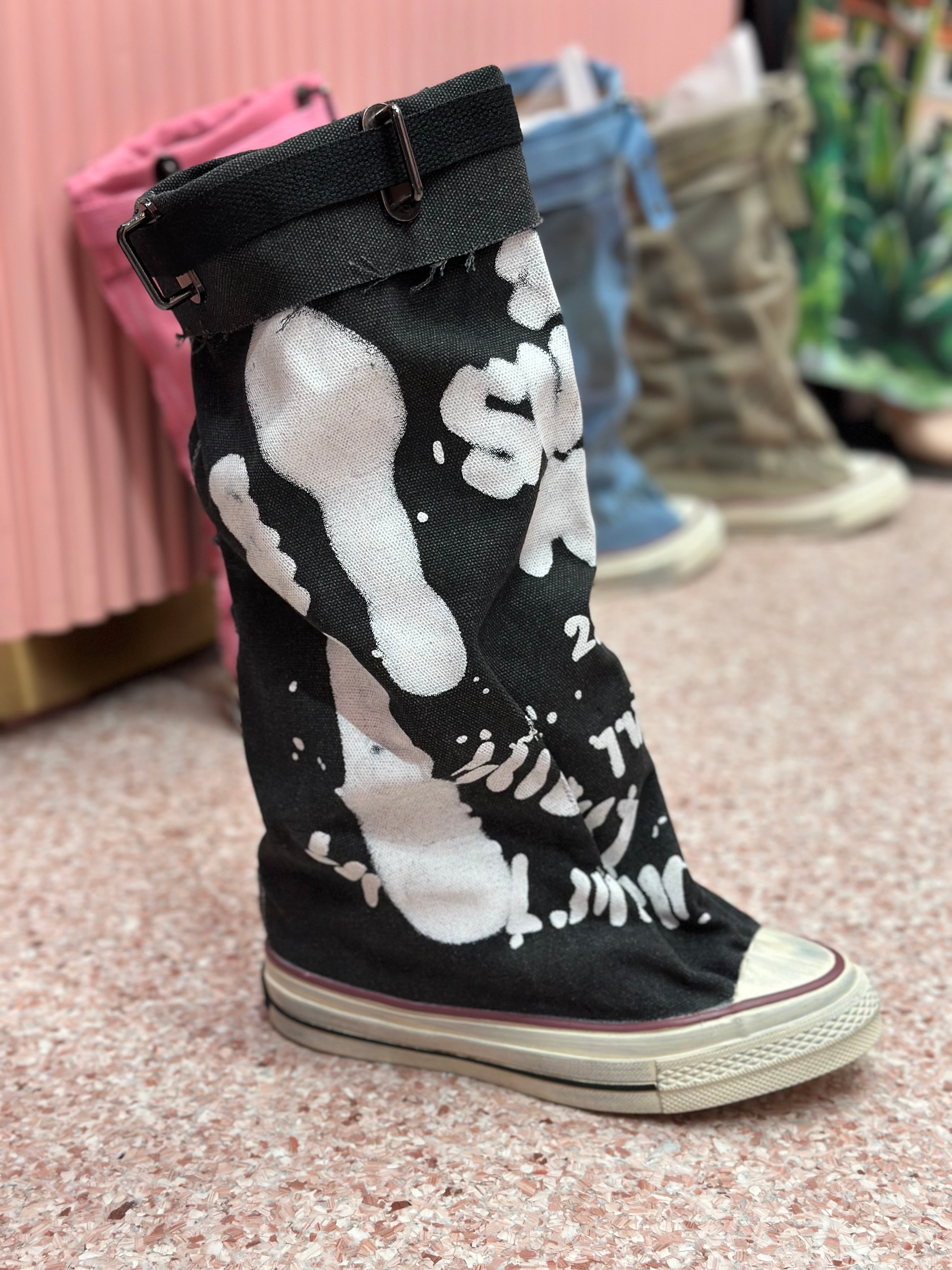 Graffiti Slouch Boot- Black