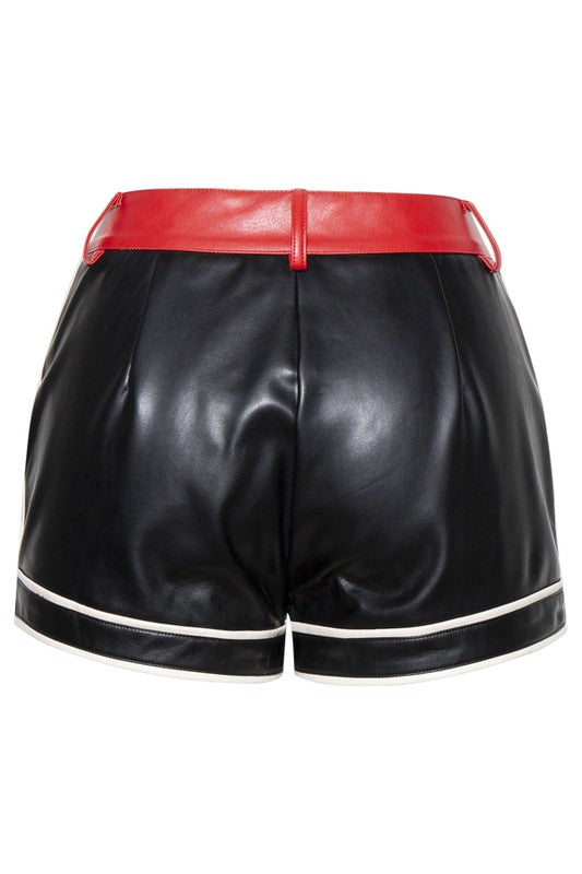 PU Pocket Zipper Shorts