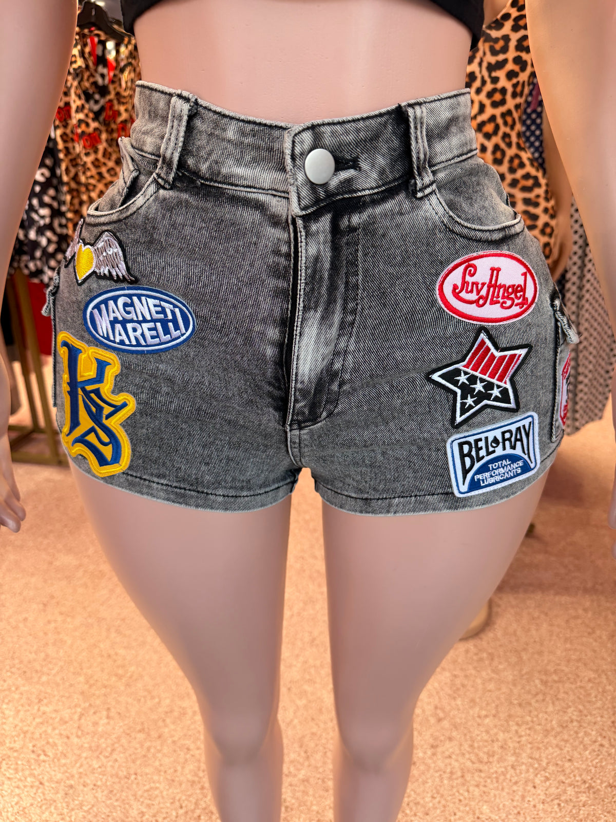 Fast Lane Patch Denim Shorts