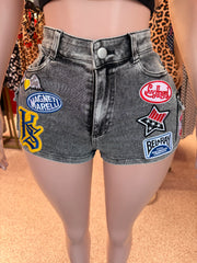 Fast Lane Patch Denim Shorts