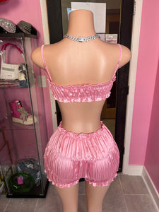 Satin Cutie Short Set- Pink