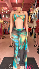 Ocean Obsession Skirt Set- Green/Blue