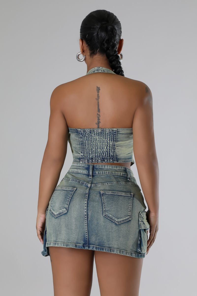 What’s The Plan Denim Skirt Set