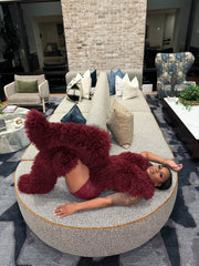 Shaggy Mongolian Halter Top- Wine