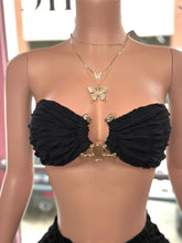Popcorn Gold Trim Bandeau Top & Skirt Set- Black