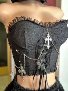 Cross Bustier Top- Black