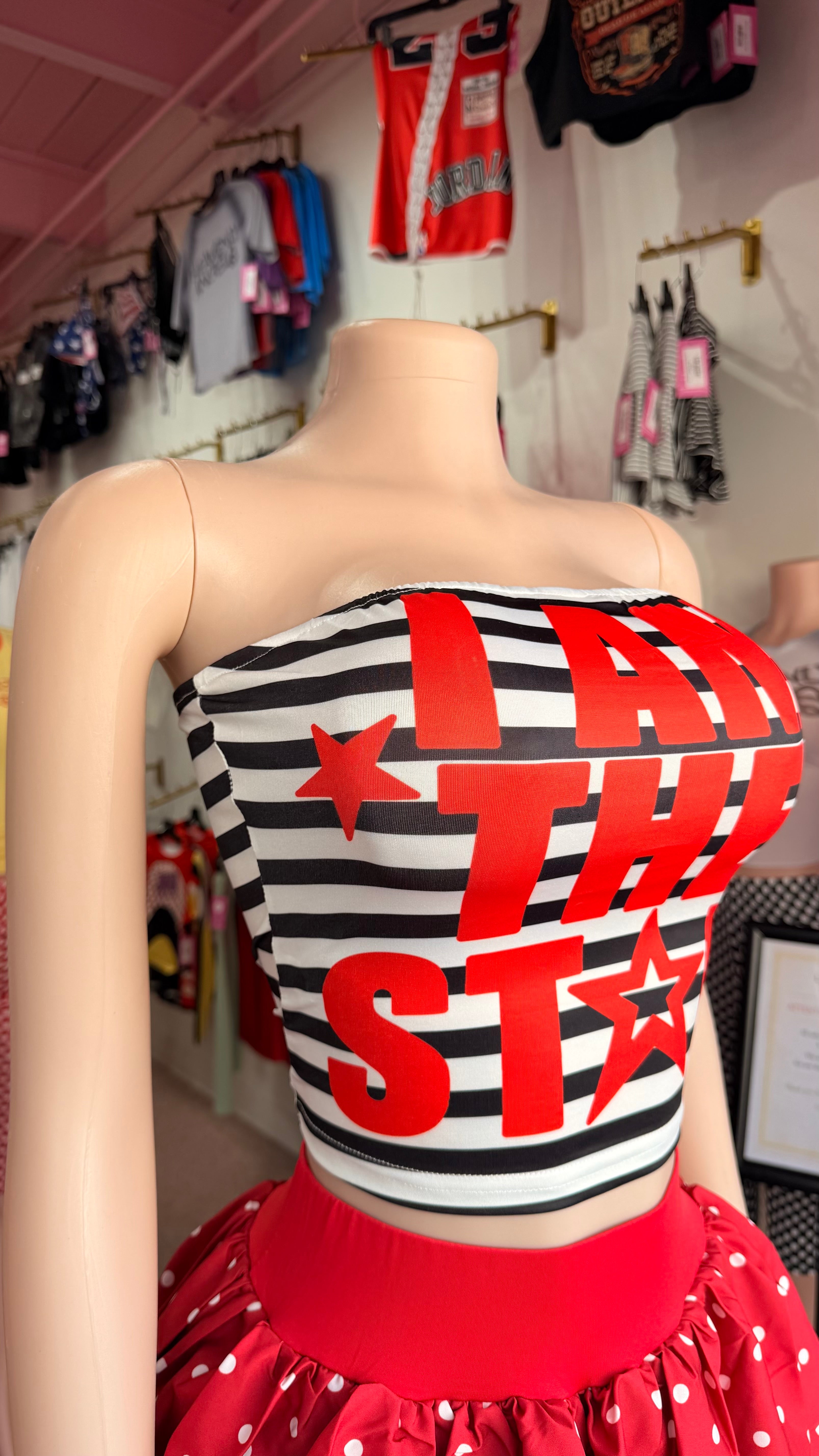 I Am The Star Tube Top – White/Red