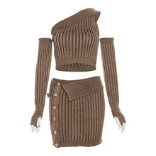 Keep It Casual Striped Knitted Skirt Set- Brown