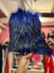 Wynter Fluffy Faux Fur Boots- Royal Blue Mix