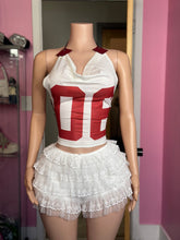 Jersey Halter Top- White/Red