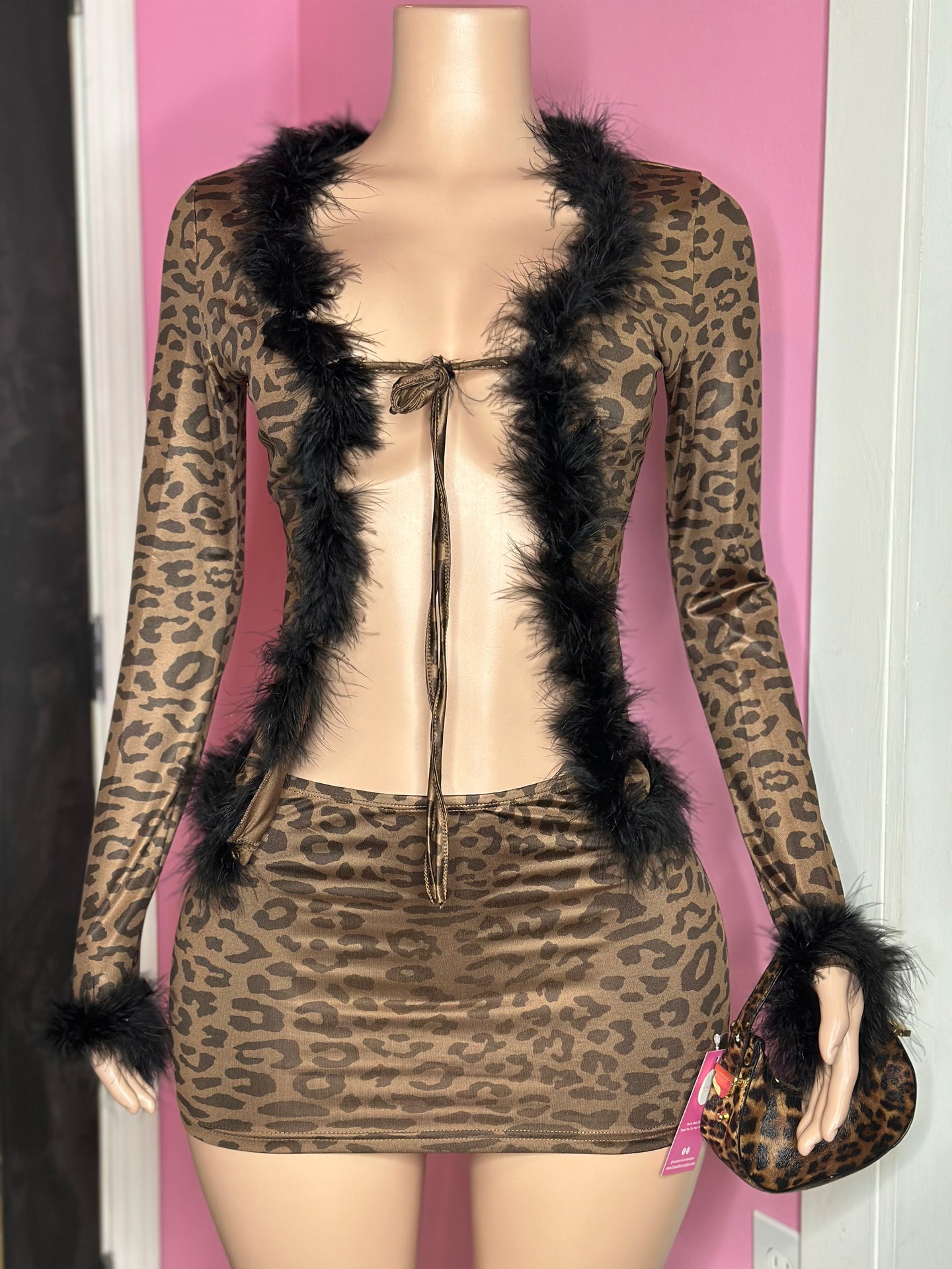 Fur-tastic Leopard Skirt Set