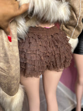 Ruffle Chic Lace Layered Mesh Shorts- Brown