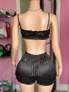 Satin Cutie Short Set- Black