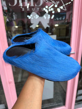Fuzzy Slipper Slides- Blue