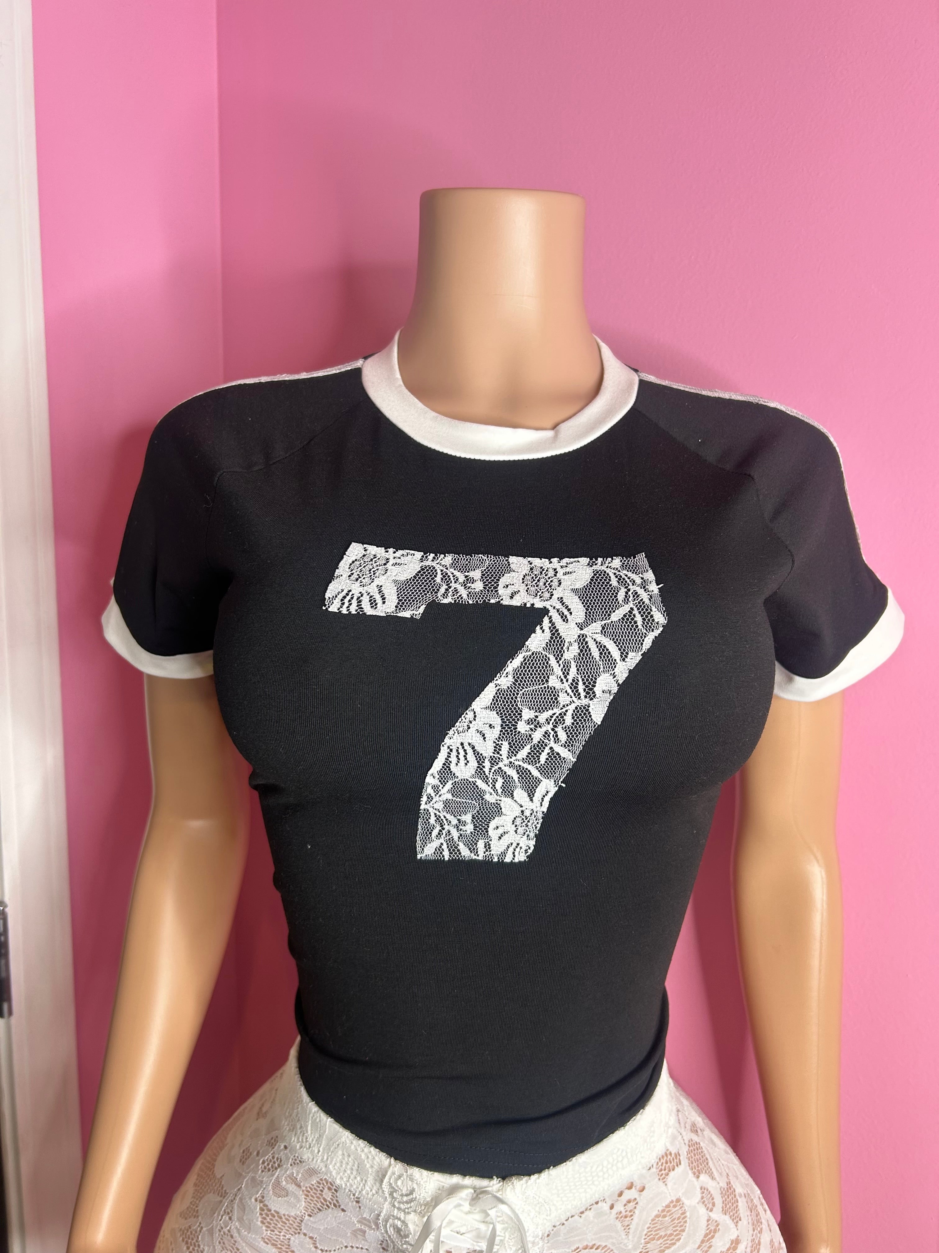 Lucky 7 Top Only- Black/White