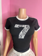 Lucky 7 Top Only- Black/White