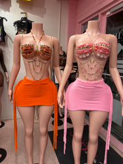 Pink Sugar Beaded Skirt Set – Pink
