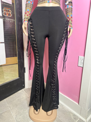 Flare Up Lace Pants- Black