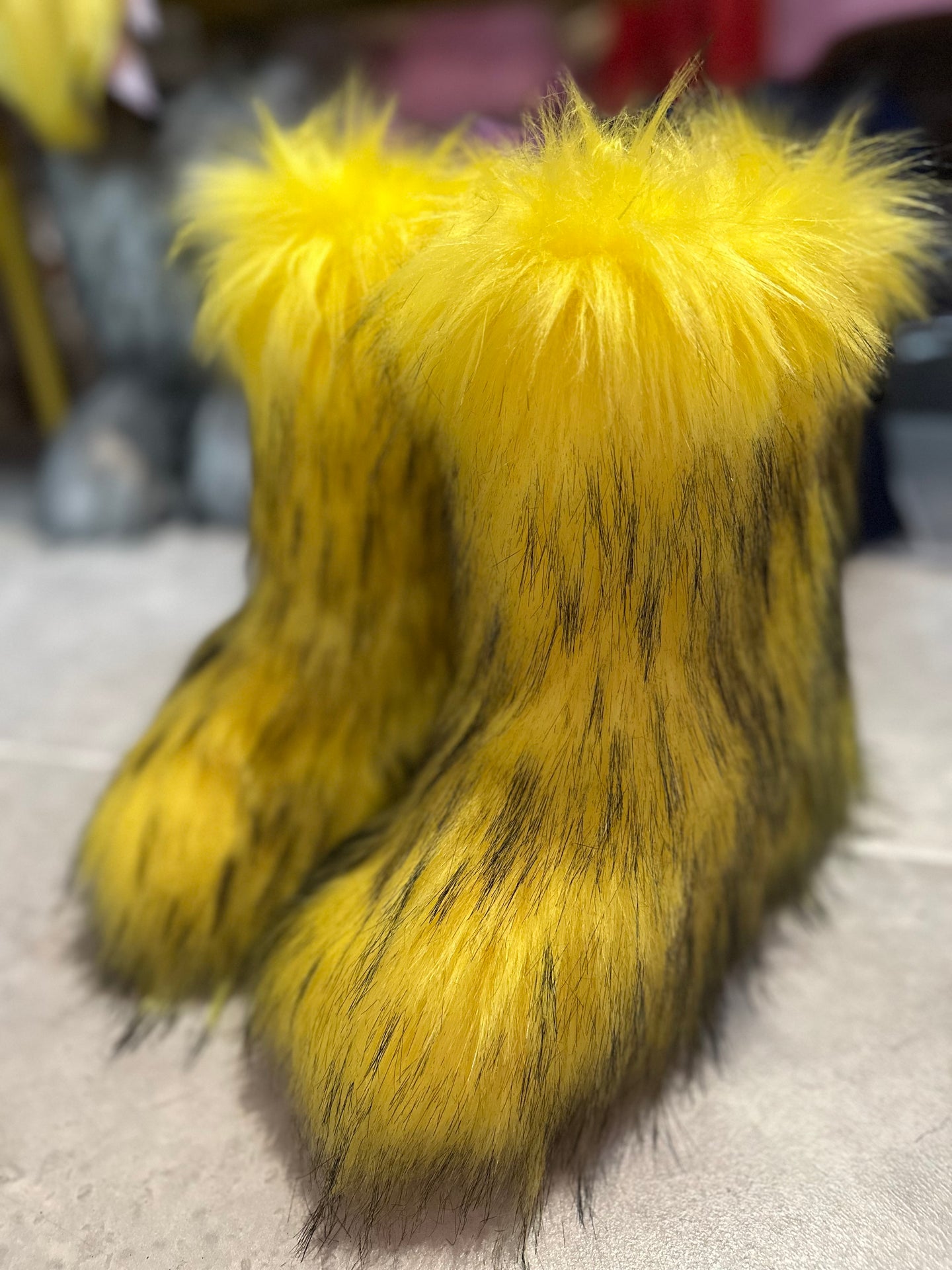 Wynter Fluffy Faux Fur Boots- Yellow