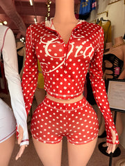 Gam Gia Jacket & Short Set- Red Polka Dot