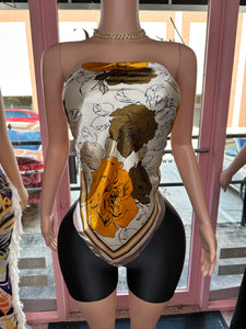Glamour In Silk Scarf Short Set- Black