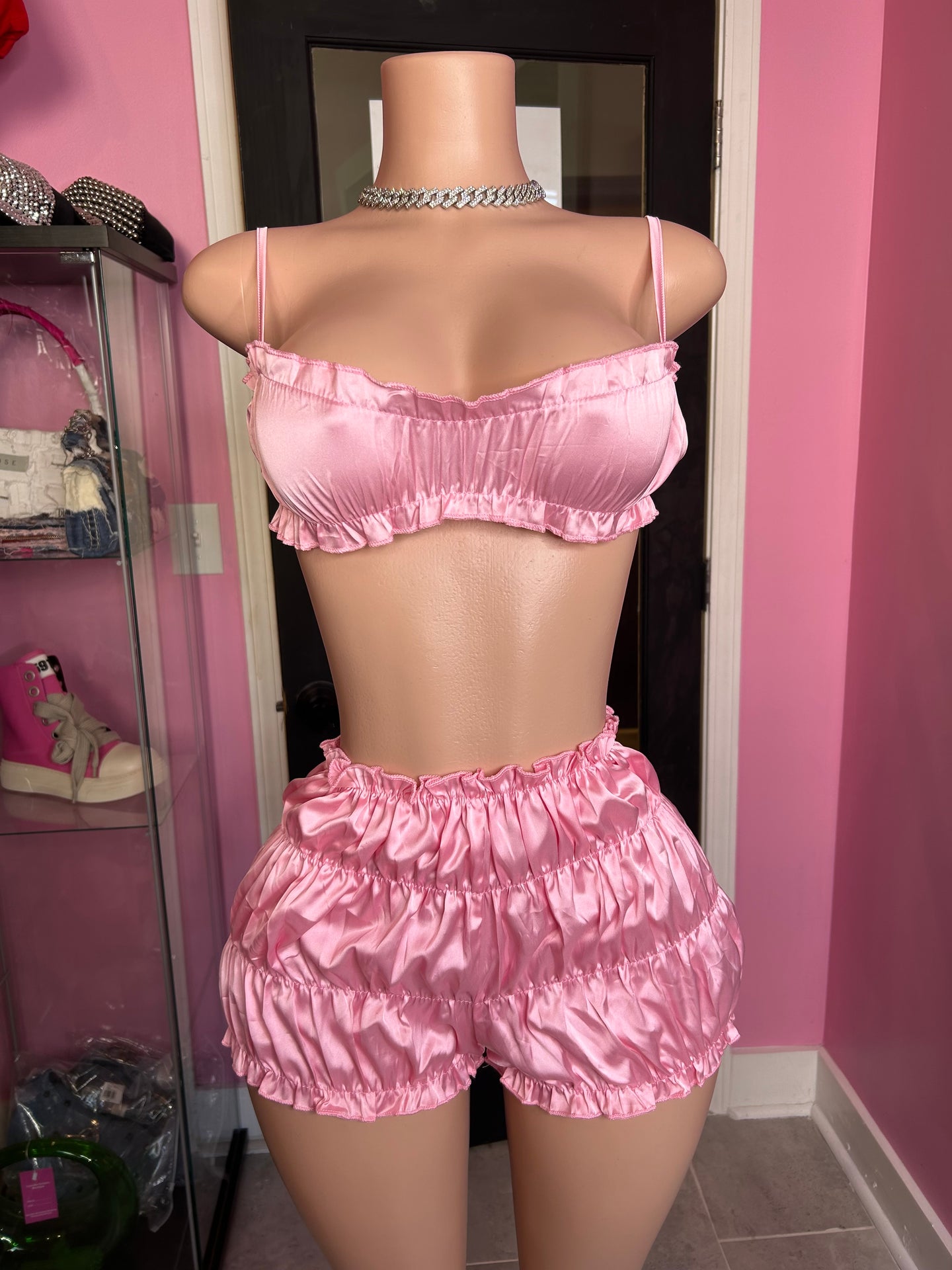 Satin Cutie Short Set- Pink