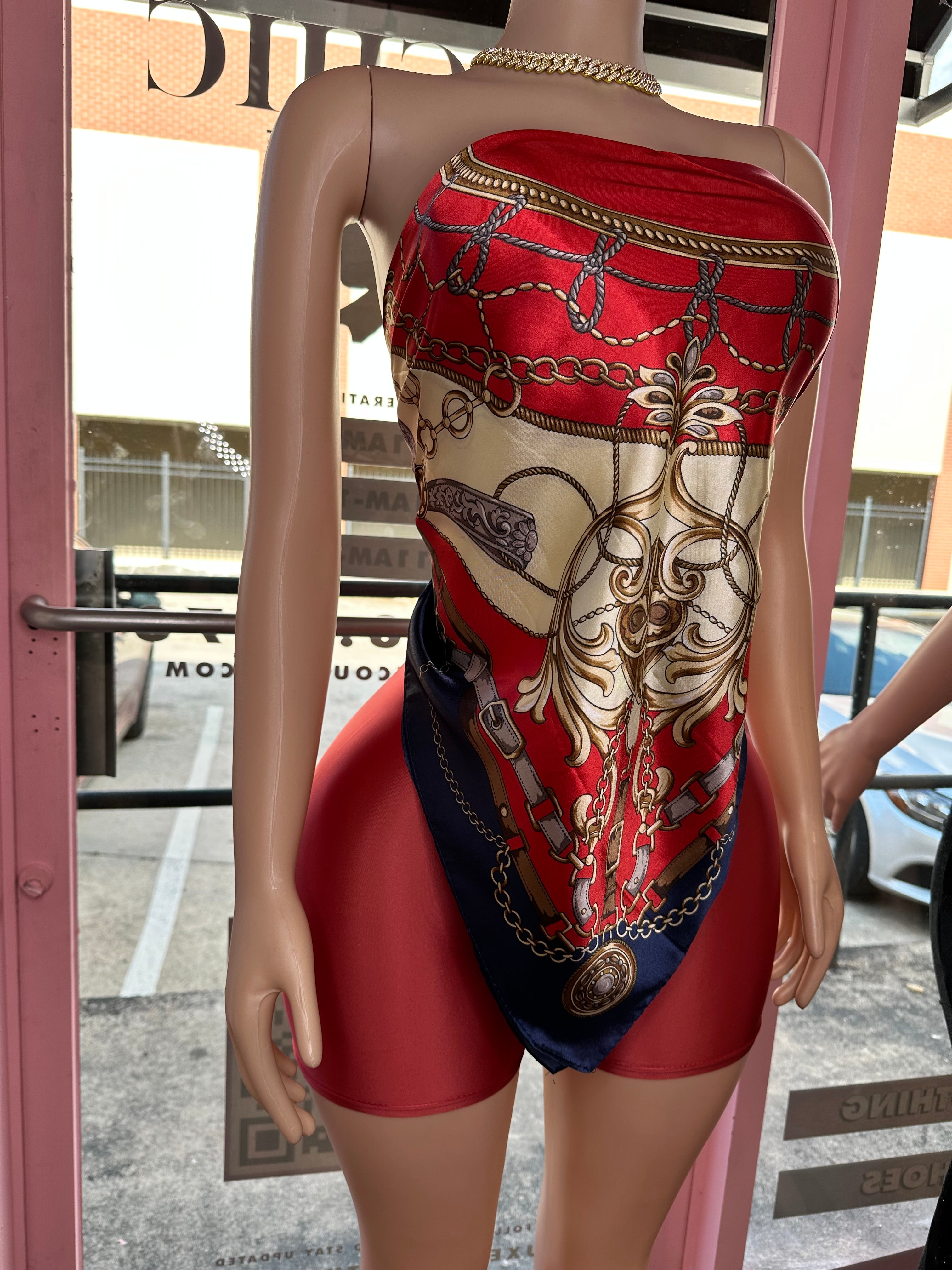 Whispering Silk Scarf & Short Set- Red