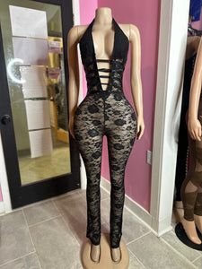 Floral Lace Deep V Jumpsuit- Various Colors