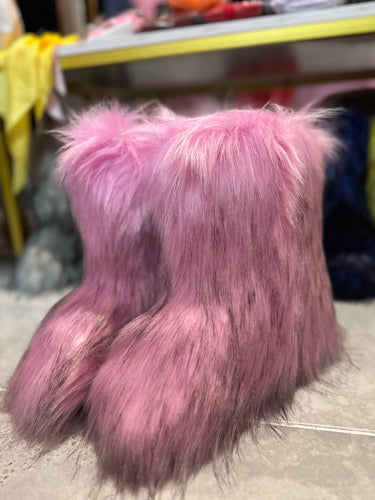 Wynter Fluffy Faux Fur Boots- Pink