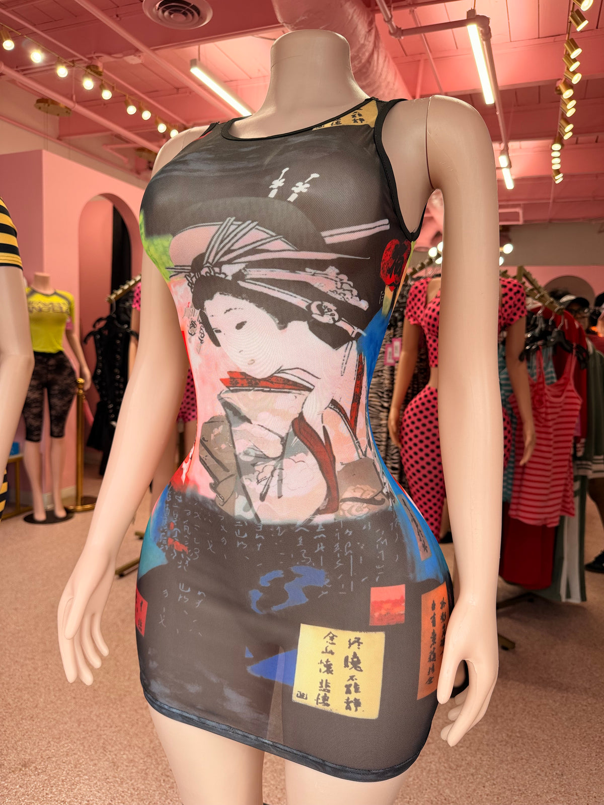 Tokyo After Dark Mesh Dress- Black