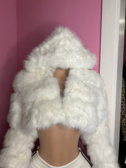 *Pre-Order 12-15 days then ship* 
Chic Faux Fur Jacket with Hood – White