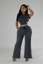 That Girly Fringe Pant Set- Dark Gray