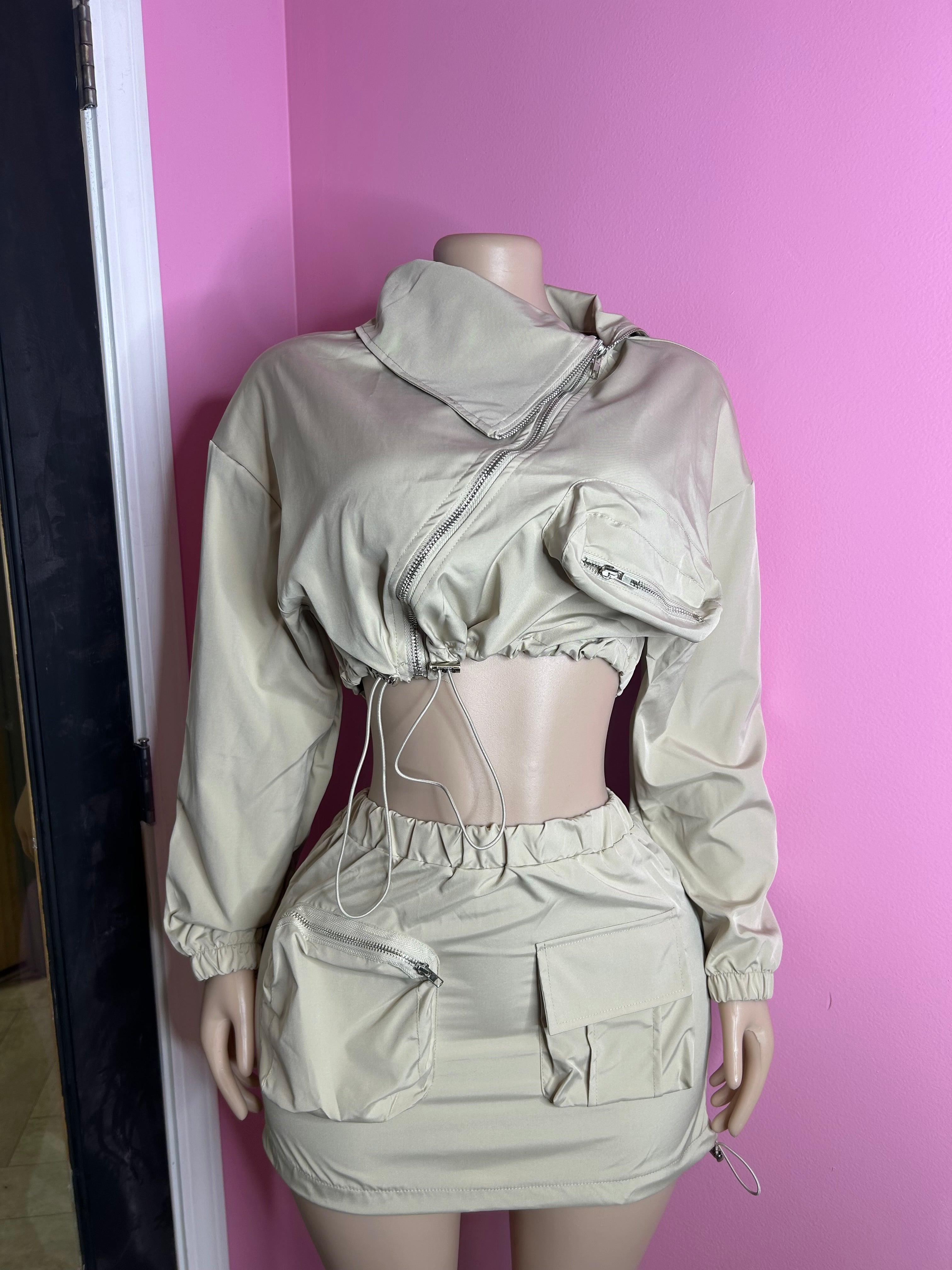 Get On My Level Windbreaker Skirt Set- Various Colors