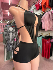 Handle Me Carefully Romper- Black