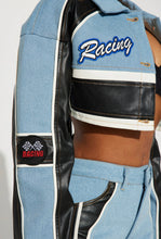 Racer Denim Baggy Pant & Crop Jacket Set