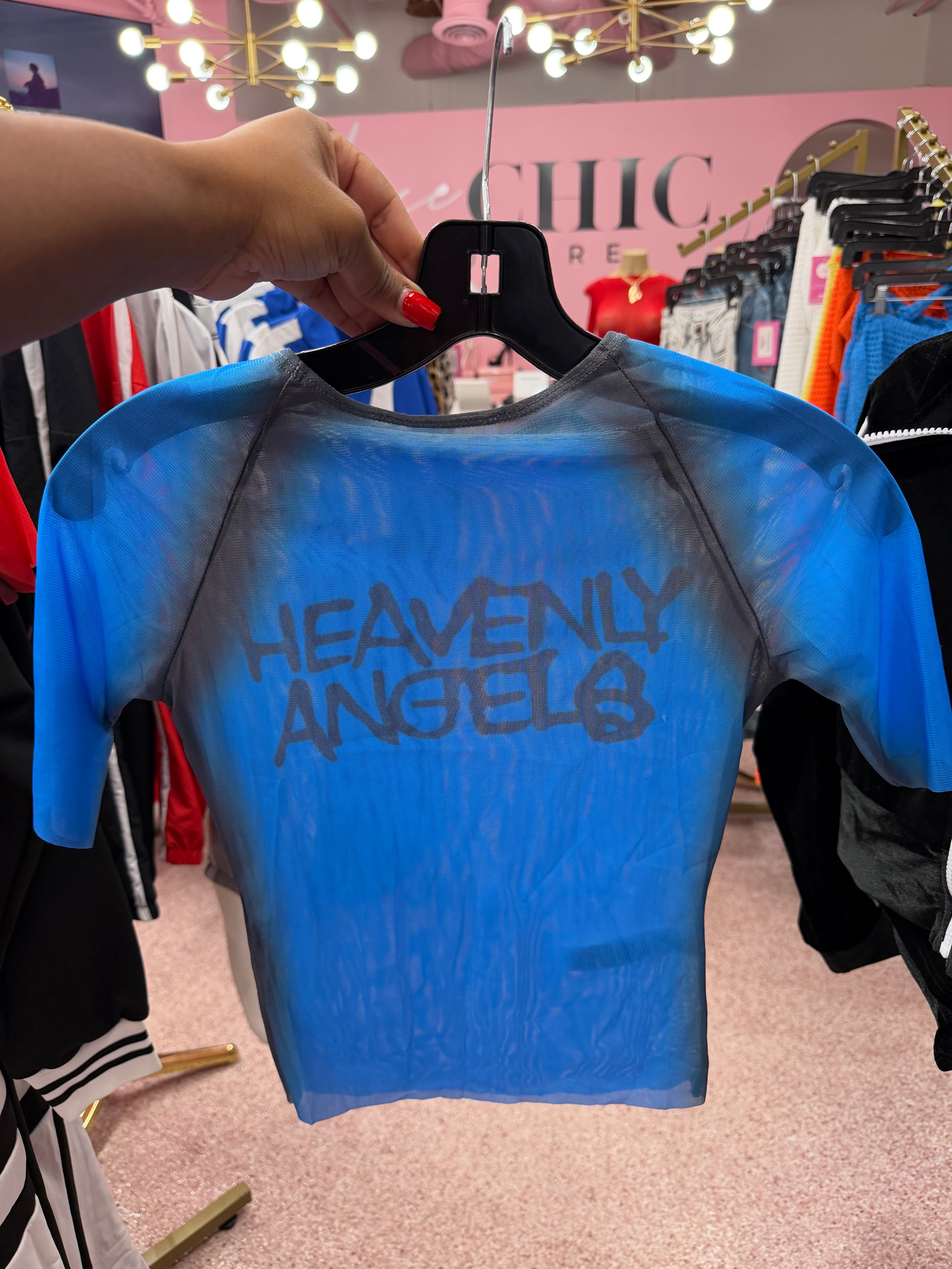 Heavenly Angels Short Sleeve Top- Blue