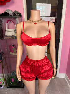 Satin Cutie Short Set- Red