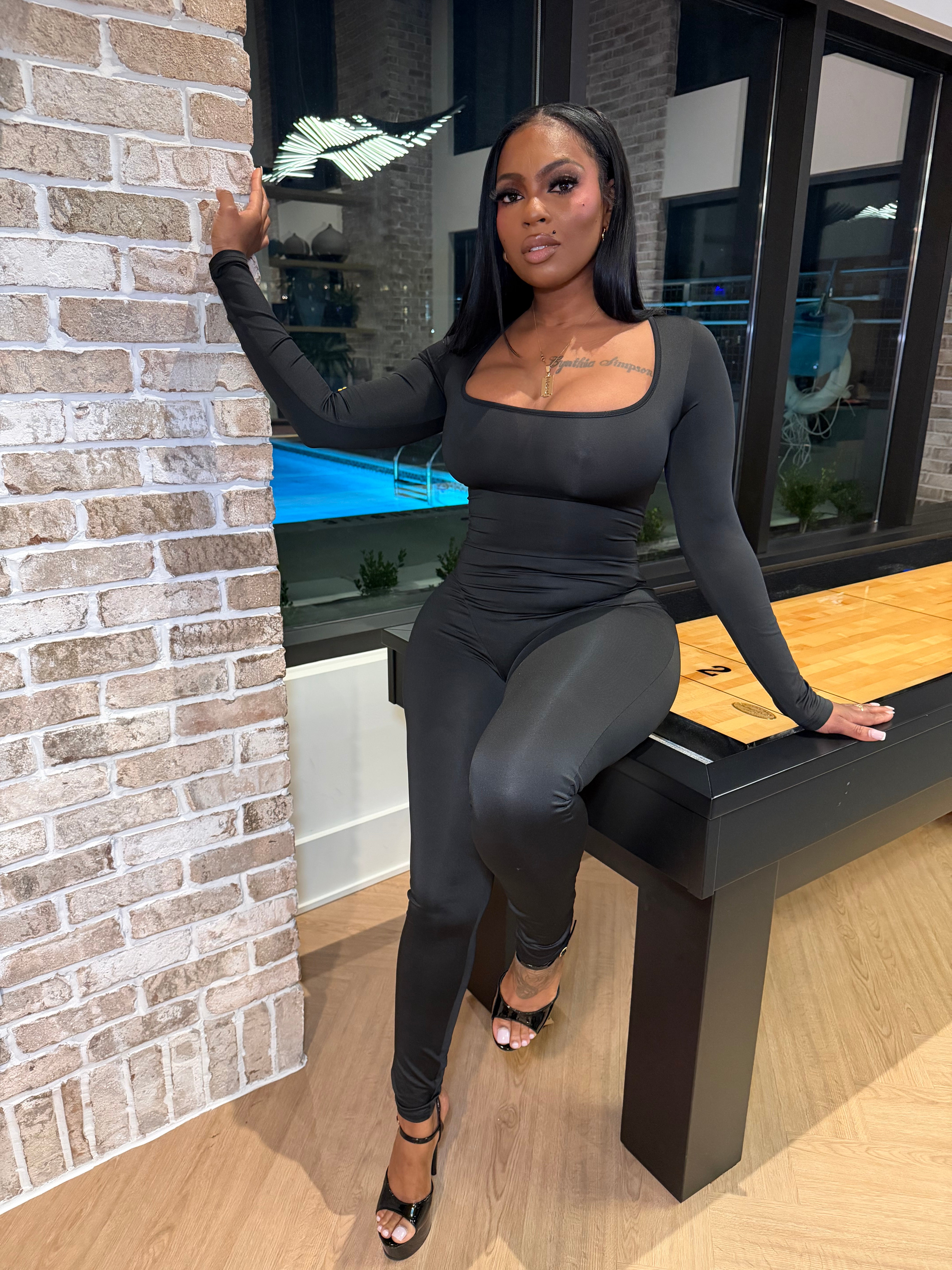 Body Talk Baddie Jumpsuit- Black