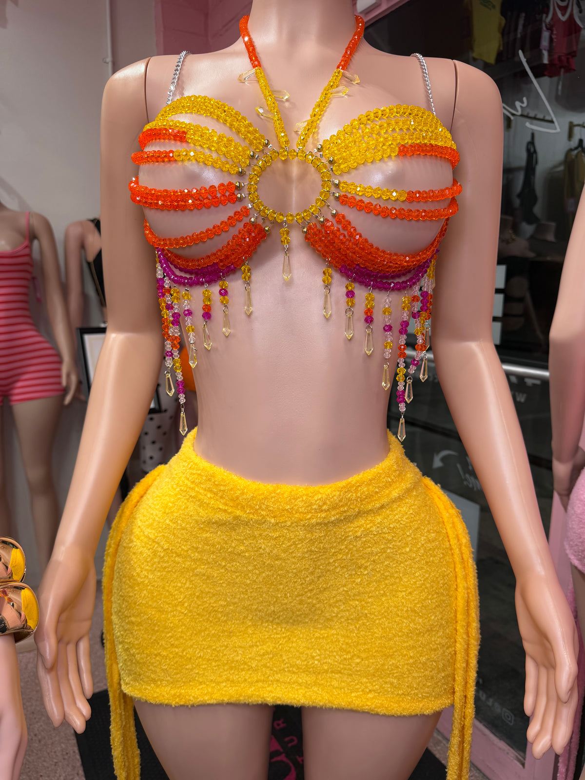 Golden Hour Goddess Beaded Set- Yellow/Orange