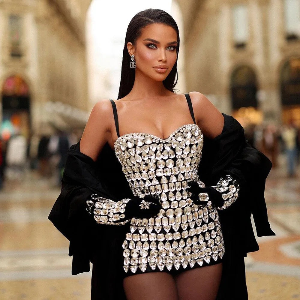 Mirror Plated Crystal Vintage Dress