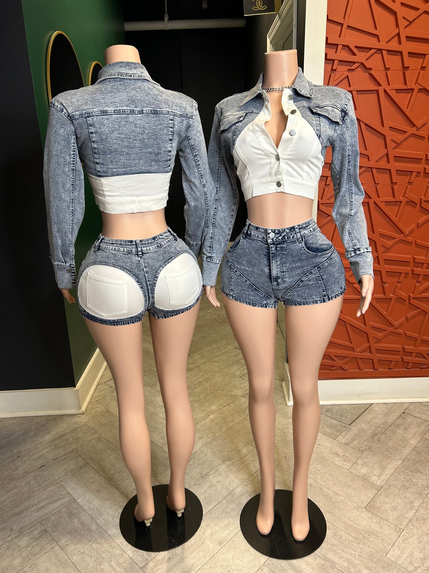 Feeling The Vibe Denim Jacket & Shorts Set- Medium Wash